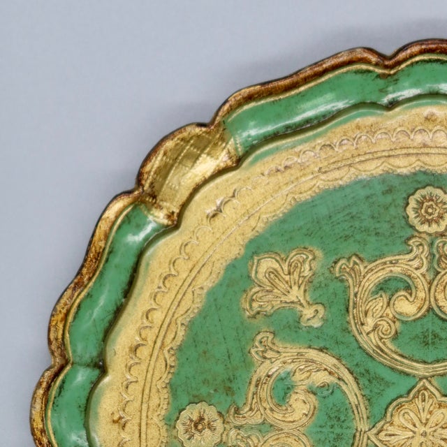 Late 20th Century Round Italian Florentine Gilt Tray For Sale - Image 4 of 8