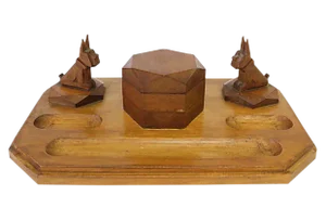 Art Deco Scottie Dog Inkwell & Desk Set