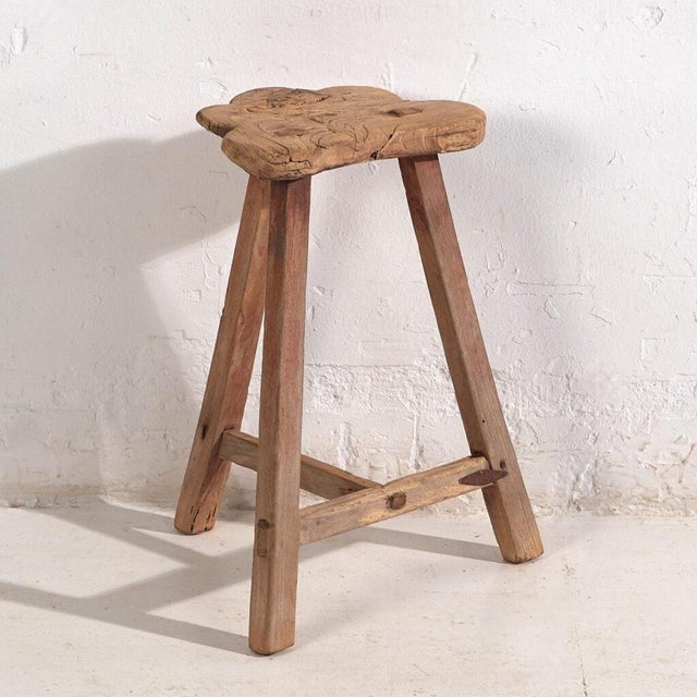 Brown Antique Chinese Wooden Stool, 1900s For Sale - Image 8 of 8