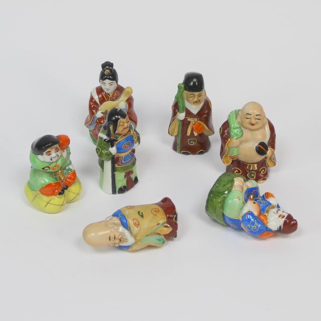 Hand-Painted Porcelain Figurines, 1970s, Set of 7 For Sale - Image 3 of 8