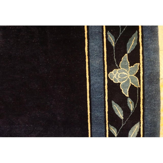 Rectangle Antique 1930s Room Size Wool Chinese Blue Knotted - Peking Rug, Circa Date: 1930s. This exceptional piece...