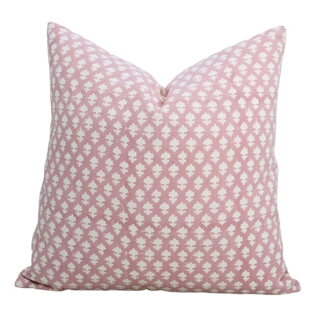 Fabdivine Floral Block Print Pillow Cover 14x14 Inch Duck Canvas-Pink City For Sale