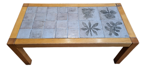 French Riviera Coffee Table in Glazed Ceramic and Oak by Jacques Blin, 1950s