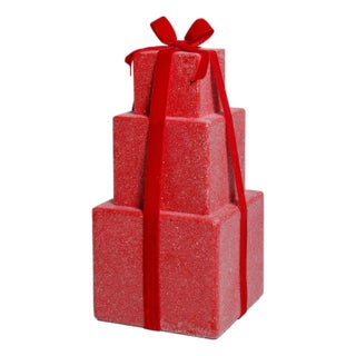 Stacked Presents Holiday Resin Figurine, Red, 16.5" For Sale