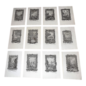 Antique 18th Century (1731) Copperplate Landscape Engravings - Set of 12