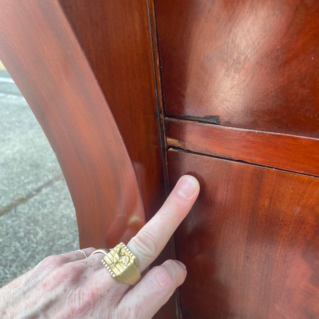 Brown Late 1800s Empire Style Crotch Mahogany 6-Drawer Dresser With Original Glass Drawer-Pulls For Sale - Image 8 of 17