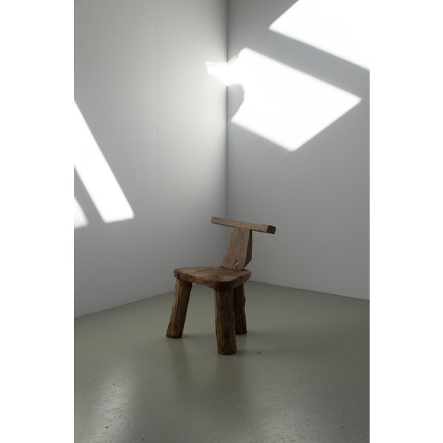 Primitive Elm T Tripod Side Chair, Denmark, 1970s For Sale - Image 6 of 17