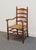 STATTON FURNITURE Solid Hard Rock Maple Colonial Early American Ladder Back Dining Arm Chair w. Rush Seat 40.5" High 23.5"...