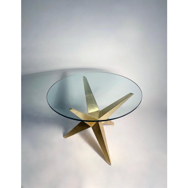 Mid-Century Modern Custom Post Modern Steel Side Table in Gold Finish For Sale - Image 3 of 6