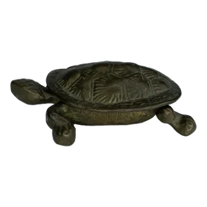 Small Brass Turtle Catchall With Hinged Lid