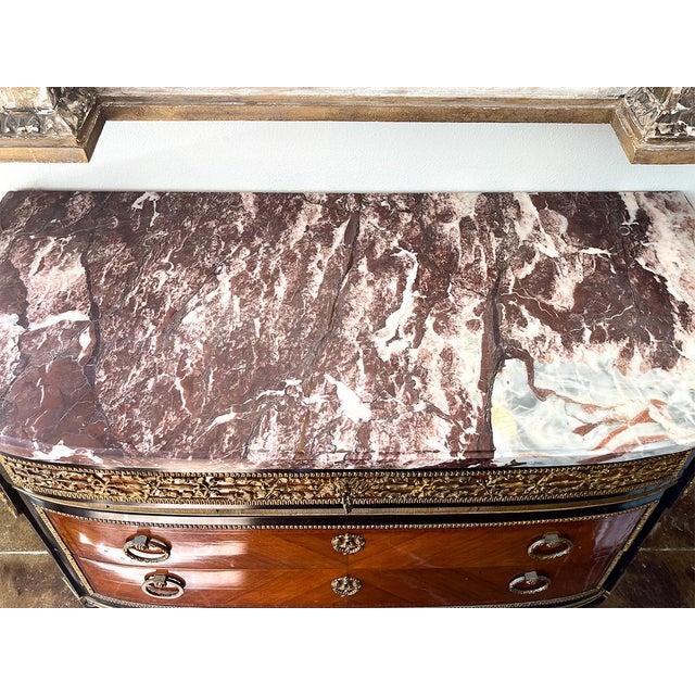 Wood 19th Century French Louis XVI-Style Marble Top Commode For Sale - Image 7 of 9