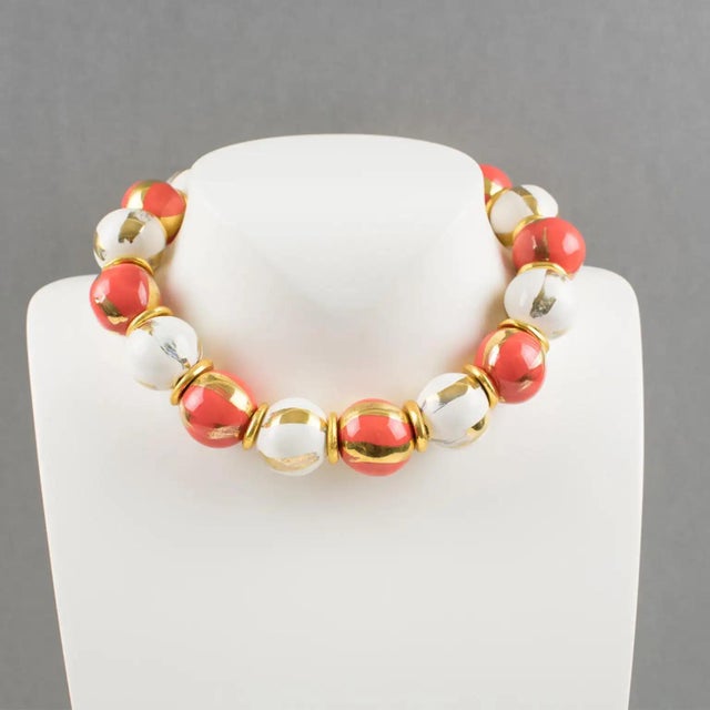 Edouard Rambaud Edouard Rambaud Paris Bi-Color Ceramic Pearl Necklace For Sale - Image 4 of 8