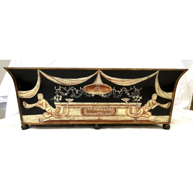 Traditional Vintage Regency Tole Painted Footed Jardiniere For Sale - Image 3 of 13