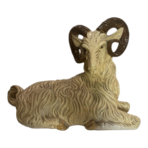 Vintage Italian Style Glazed Ceramic Ram Sculpture