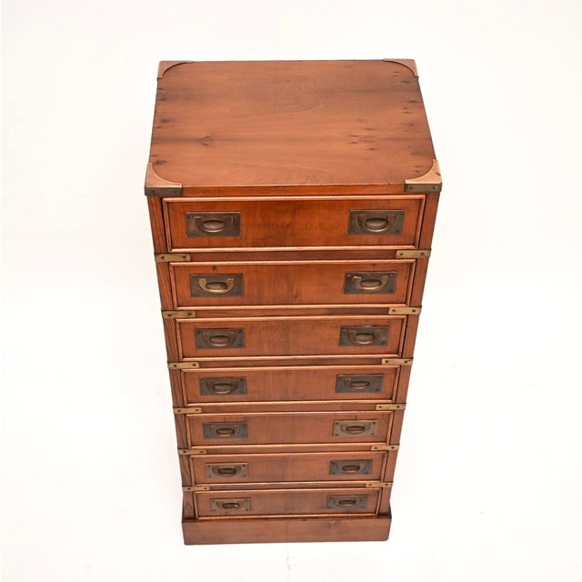 1950s Antique Yew Wood Military Campaign Chest of Drawers, 1950 For Sale - Image 5 of 11