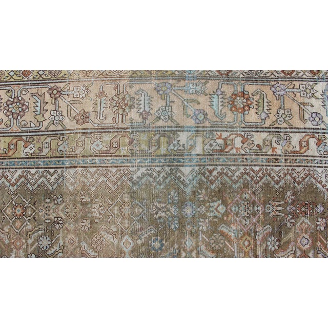 Green Antique Persian Malayer Rug With Medallion and Geometric Design For Sale - Image 8 of 13