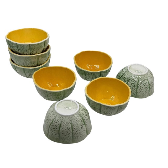 Vintage mid century cantaloupe ceramic bowls Shafford made in Japan marked These were in boxes and most likely not used...