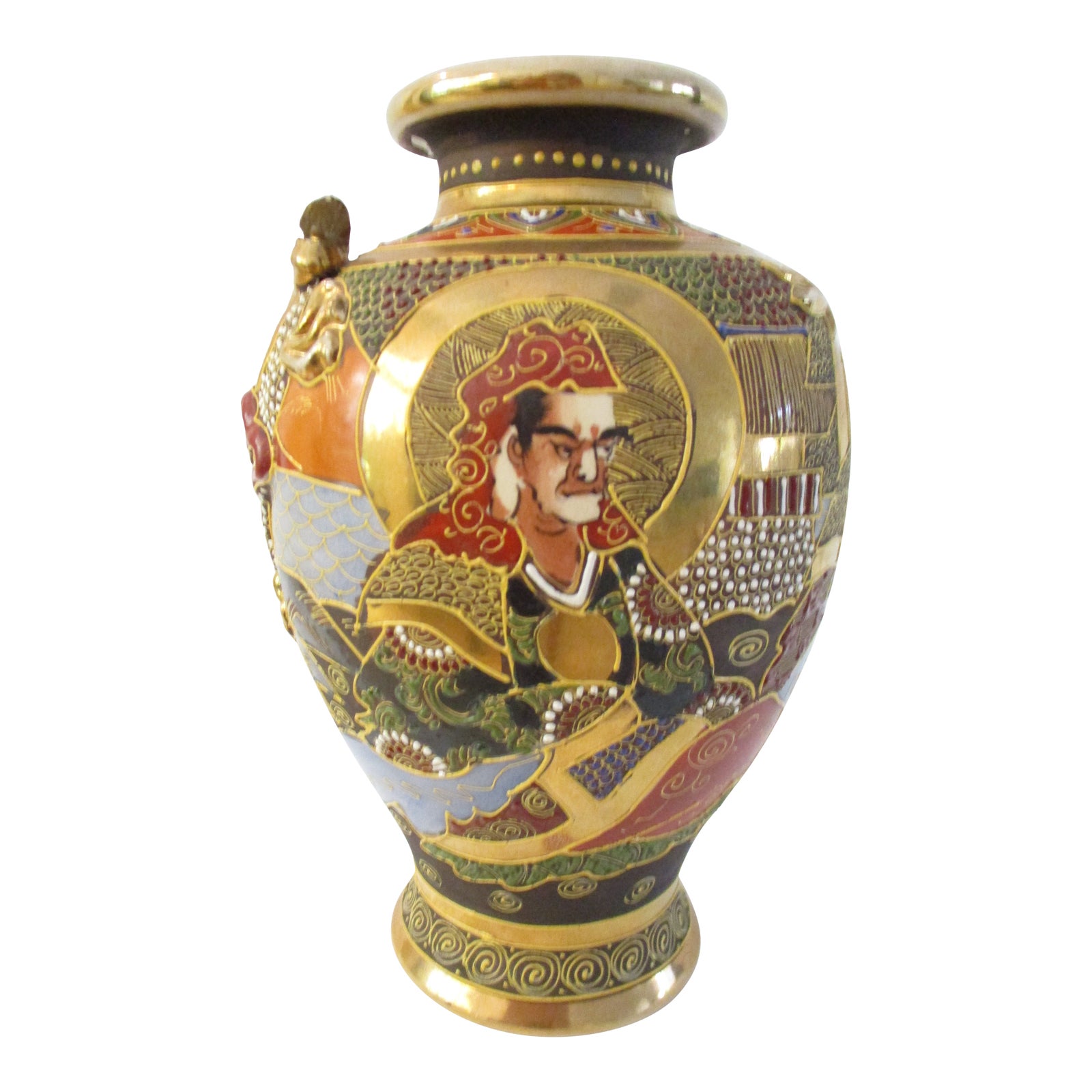 Meiji Period Japanese Satsuma Samurai Vase | Chairish