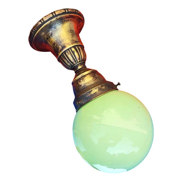 Art Deco Brass Ceiling Lamp, 1920s For Sale