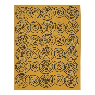 8x10 Stylish Iris Goldenrod Kilim Fluid Spirals Modern Handwoven Wool Carpet Rug For Sale
