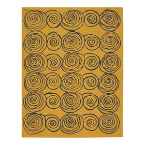 8x10 Stylish Iris Goldenrod Kilim Fluid Spirals Modern Handwoven Wool Carpet Rug
