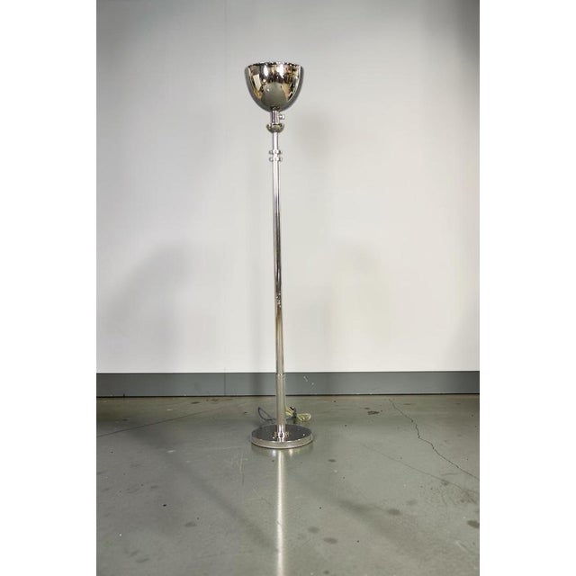 Ralph Lauren Late 20th Century Pair of Ralph Lauren Polished Nickel Layne Torchiere Floor Lamps For Sale - Image 4 of 12