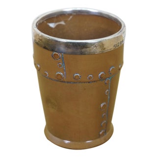 Antique Doulton Lambeth Sterling Silver Silicone Copper Beaker Shot Glass 4" For Sale