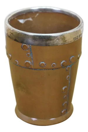 Antique Doulton Lambeth Sterling Silver Silicone Copper Beaker Shot Glass 4"