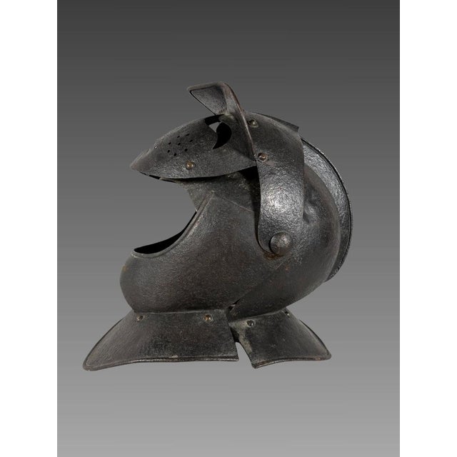 Black Antique Wrought Iron Savoyard Helmet, 1530 For Sale - Image 8 of 11
