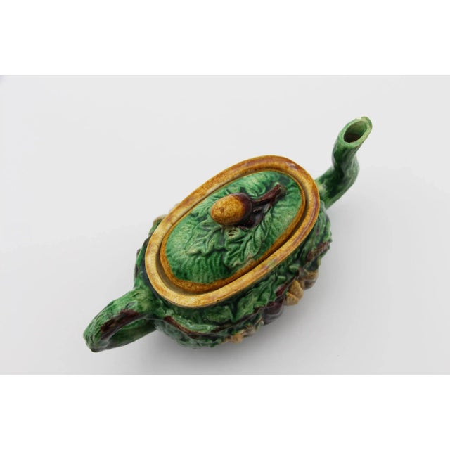 Brown 1900s Portuguese Palissy Ware Faux Bois Hunting Tea Pot, Antique For Sale - Image 8 of 13