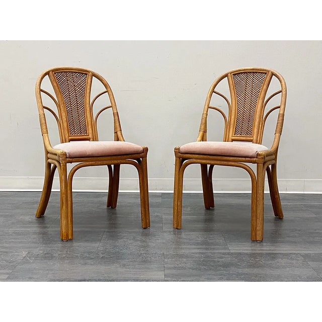 Mid 20th Century Vintage Scandinavian Bamboo and Rattan Dining Chairs With Cane Backs – Set of 5 For Sale - Image 5 of 13