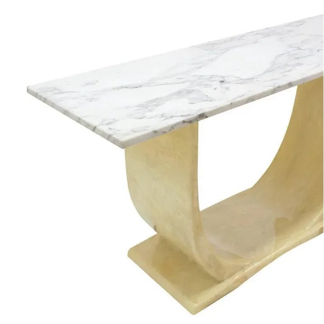 U Shape Base Marble Top Mid Century Modern Console Sofa Hall Table For Sale - Image 6 of 8