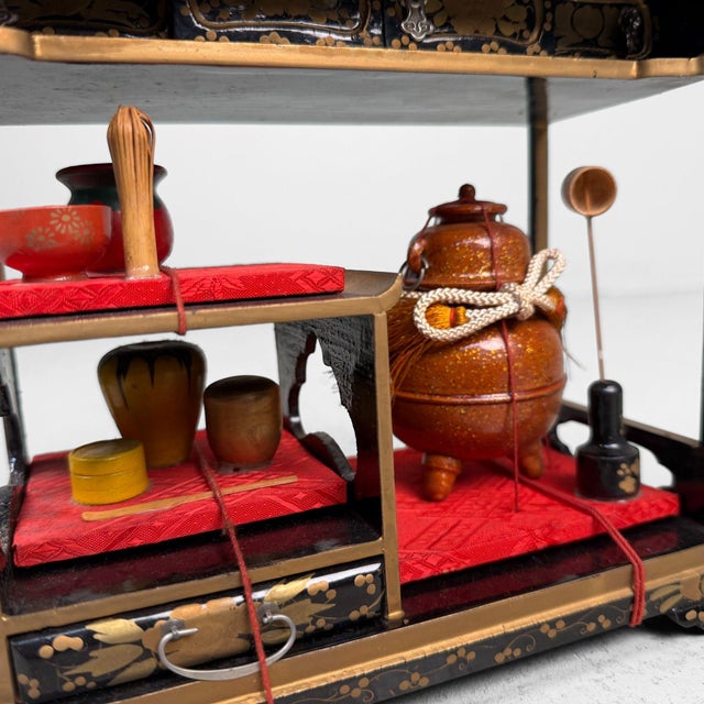 Vintage Tsugaru-Nuri Hina Lacquer Accessories, 1960s, Set of 5 For Sale - Image 17 of 18