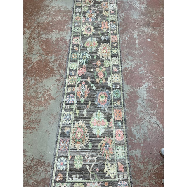 Tribal Turkish Oushak Wool Runner 2’7” X 11’8” For Sale - Image 3 of 6