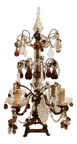 Vintage Table Lamp with Crystal Pendants