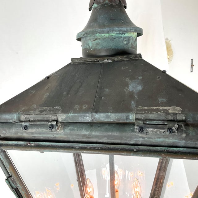 1910's Large Antique Copper Lantern For Sale - Image 17 of 18