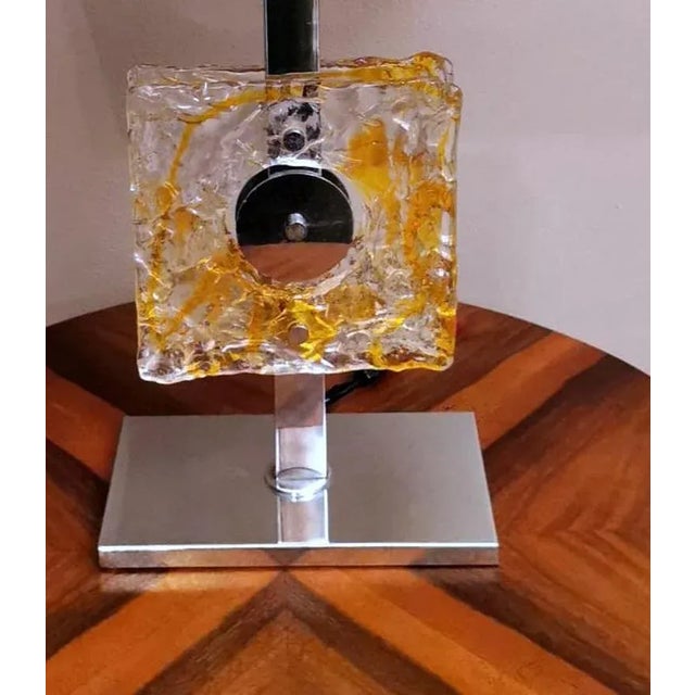 Mid 20th Century Mid 20th Century Mazzega Table Lamp in Nickel-Plated Metal and Murano Glass EU Wired For Sale - Image 5 of 13