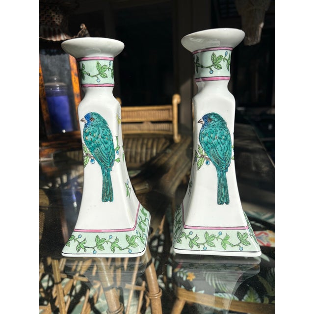 Vintage Winterthur Bluebird Candlestick Holders - a Pair For Sale - Image 11 of 11