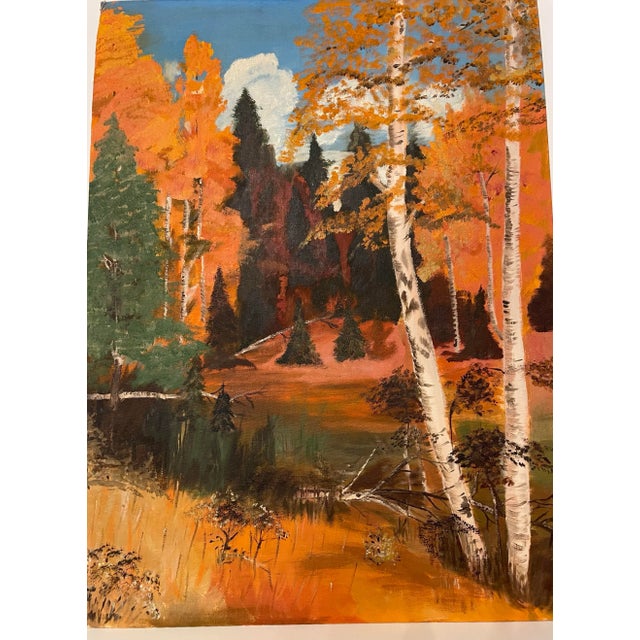 Traditional Fall Landscape Still Life Original Oil Painting on Canvas Board For Sale - Image 9 of 12