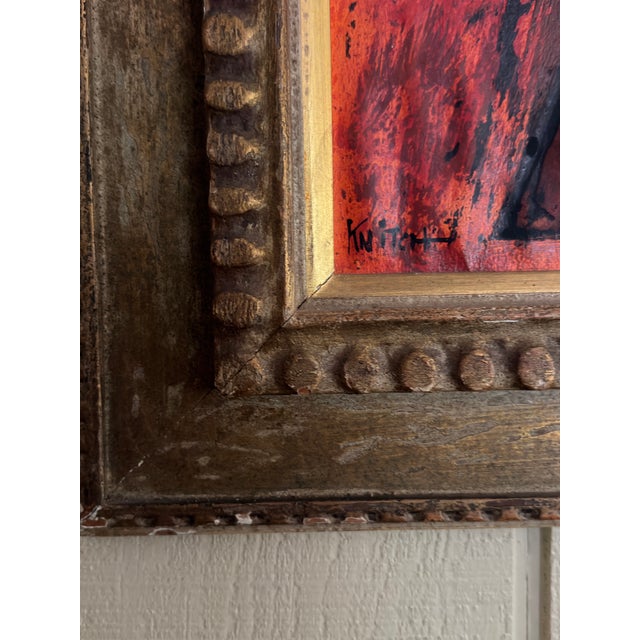 Thomas Knitch (1925-2002) Modernist Figure With Horse Vintage Painting Framed For Sale - Image 10 of 10