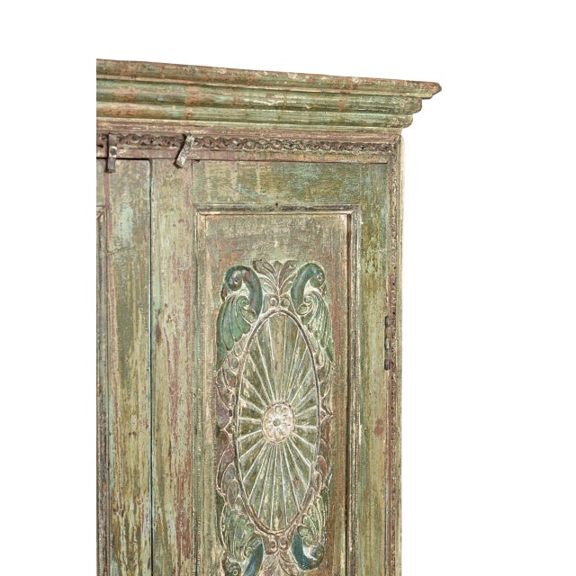 Antique Indian Carved and Painted Armoire, in original untouched condition, a collector's piece of Indian skill and...