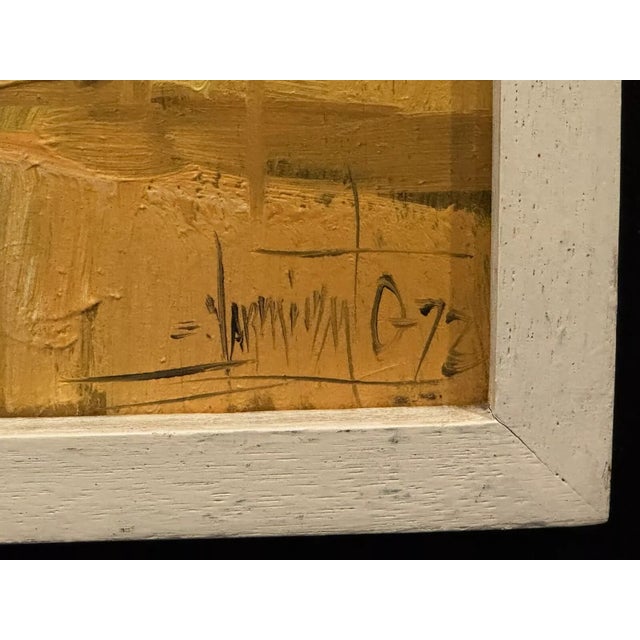 Abstract 1972 Abstract Seated Figures Oil Painting by Listed Artist Edgardo Sarmiento For Sale - Image 3 of 5