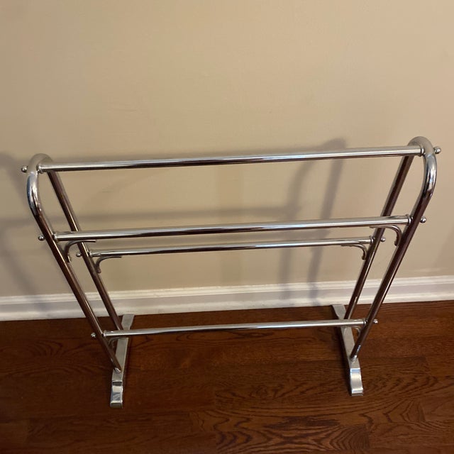 Chrome 1970s Mid-Century Modern Chrome Quilt Rack Holder For Sale - Image 8 of 9