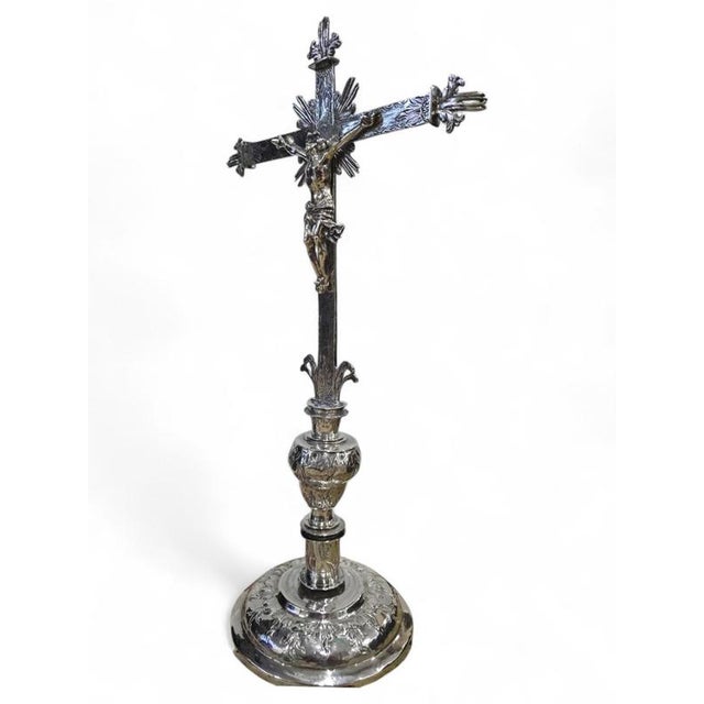16th Century Spanish Silver Altar Cross, 1550s For Sale - Image 13 of 18