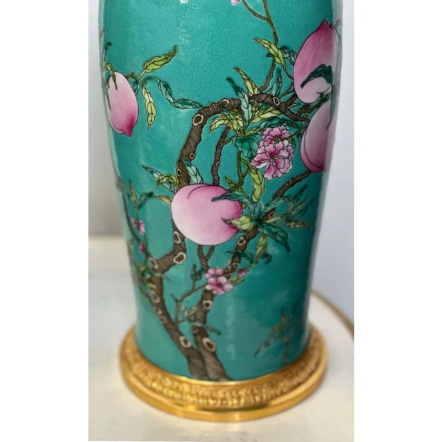 Pair of Chinese Porcelain & Gilt Bronze Vases, Circa 1900's For Sale - Image 4 of 5