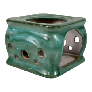 Vintage Arts & Crafts Green Porcelain Glazed Tea Candle Holder