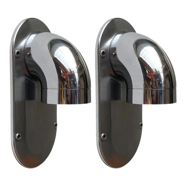 Vintage Danish Pipeline Wall Lamps Sconces by Ole Pless Jørgensen for Nordisk Solar, Set of 2 For Sale