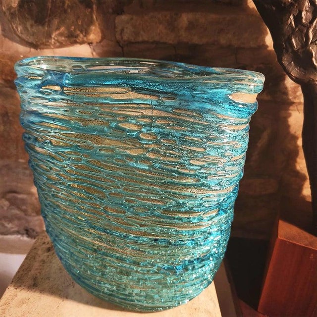 Glass Mid-Century Vase in Hand-Worked Murano Glass by Sergio Costantini, Italy, 1970s For Sale - Image 7 of 14