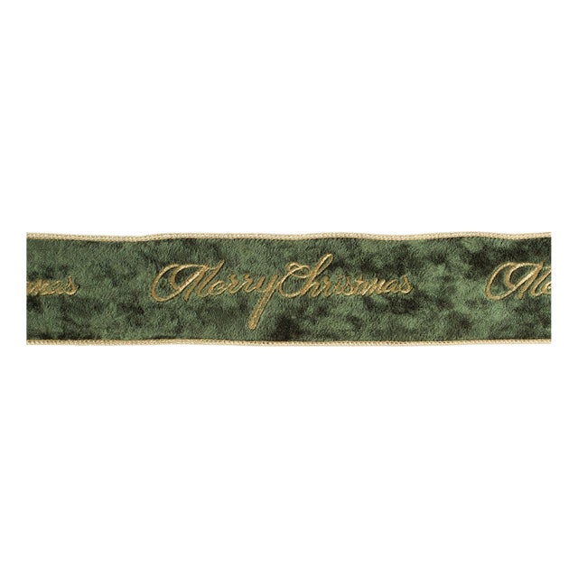 Merry Christmas Velvet Wired Ribbon 2.5" x 5 Yds. For Sale