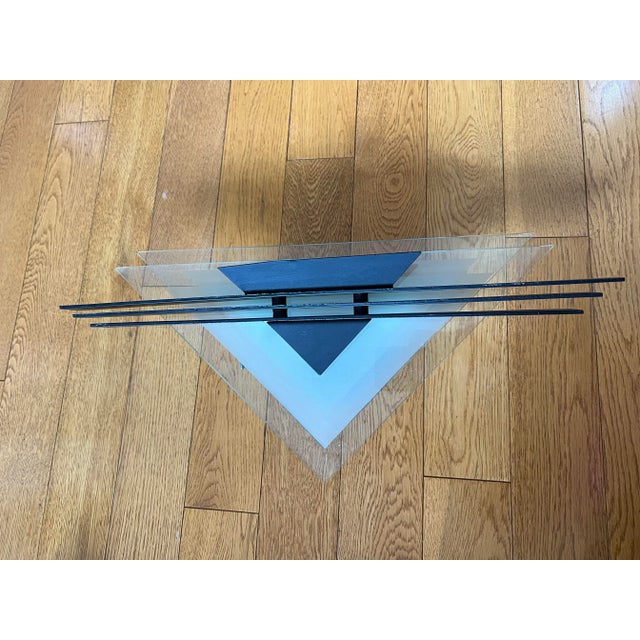 Beautiful Triangle Glass and metal wall scones - A Pair, from the 1980s